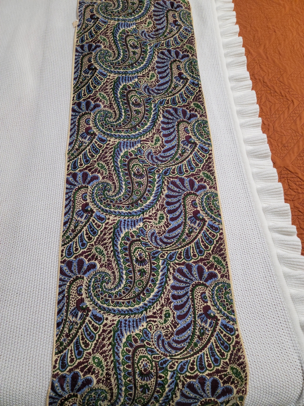VTG Glentex Paisley Scarf Silk Rayon Blend Made in Japan Hand Rolled Edge Mod Bo